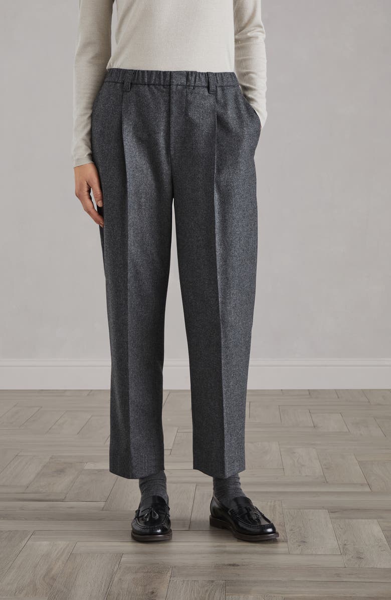 Brunello Cucinelli Virgin wool and cashmere flannel baggy trousers, Alternate, color, 
