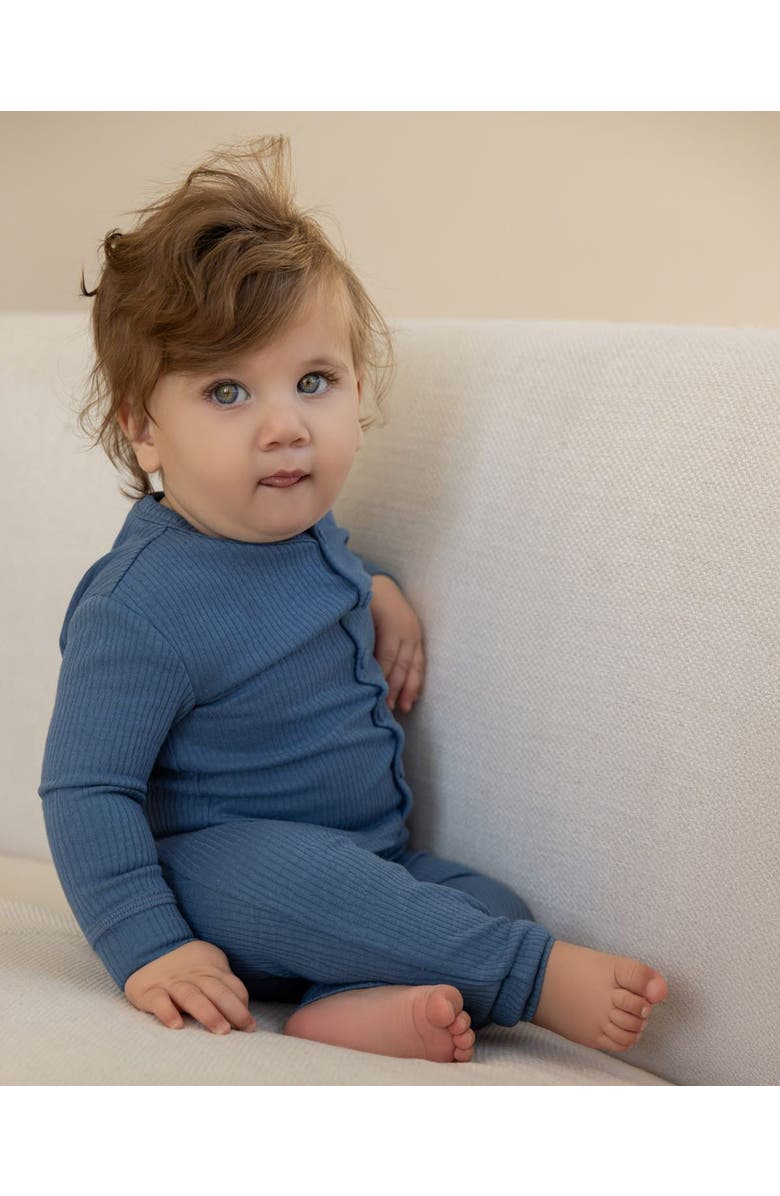 MiniMoi 2 Piece Kids Ribbed Color Button-Down Pajama Set, Alternate, color,