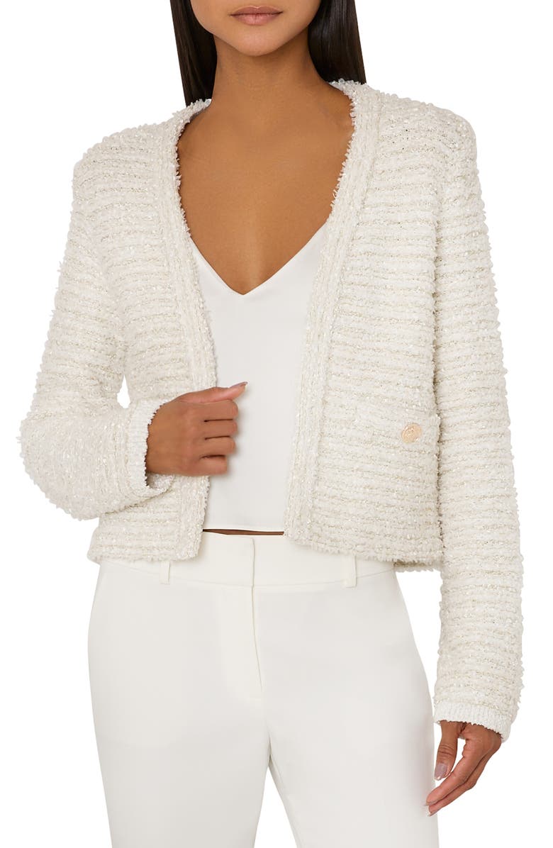 Milly Bouclé Crop Cardigan, Main, color, 