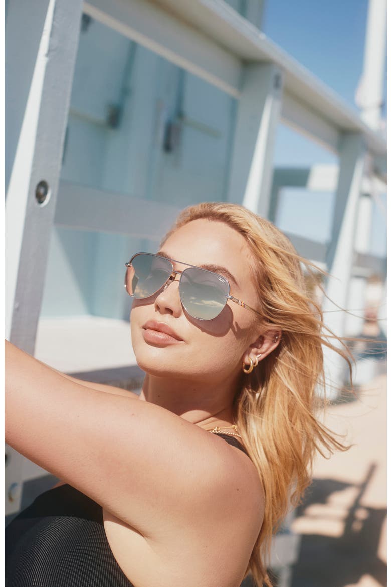 High Key 64mm Oversize Aviator Sunglasses, Alternate, color, SILVER / GOLD