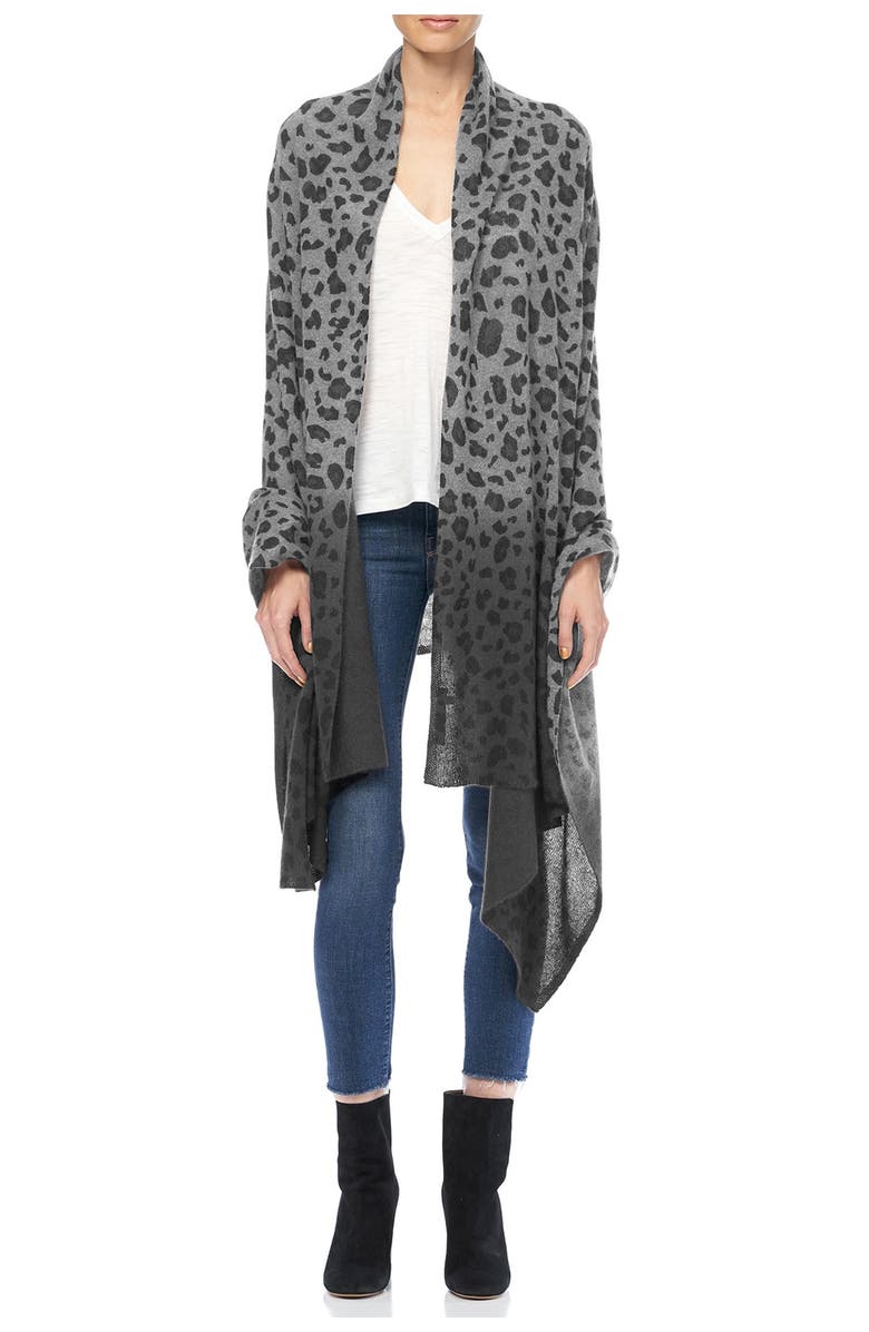 360 CASHMERE Deenah Leopard Cashmere Wrap, Alternate, color, 