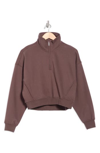 Apana Forever Fleece Quarter Zip Sweatshirt In Brown