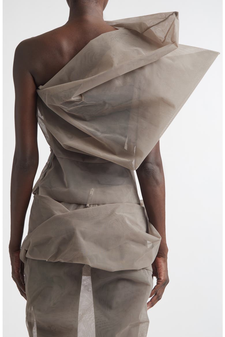 Claudia Sheer Tulle One-Shoulder Top, Alternate, color, DUST