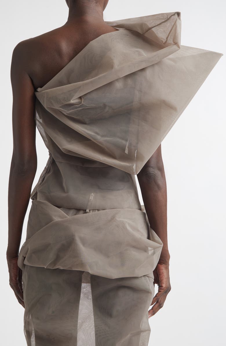 Rick Owens Claudia Sheer Tulle One-Shoulder Top, Alternate, color, Dust