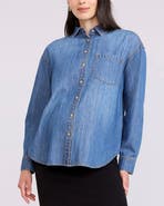 MOTHERHOOD MATERNITY Long Sleeve Button-Up Denim Shirt