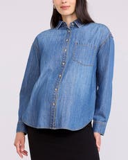 MOTHERHOOD MATERNITY Long Sleeve Button-Up Denim Shirt