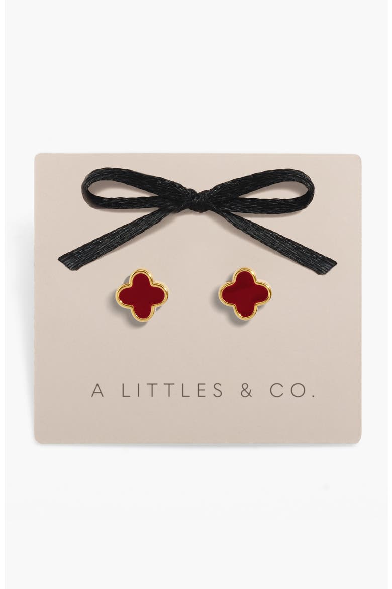 Signature Clover Collection Red Clover Stud Earrings In Gold-Tone Plating, Main, color, Red Clover Stud