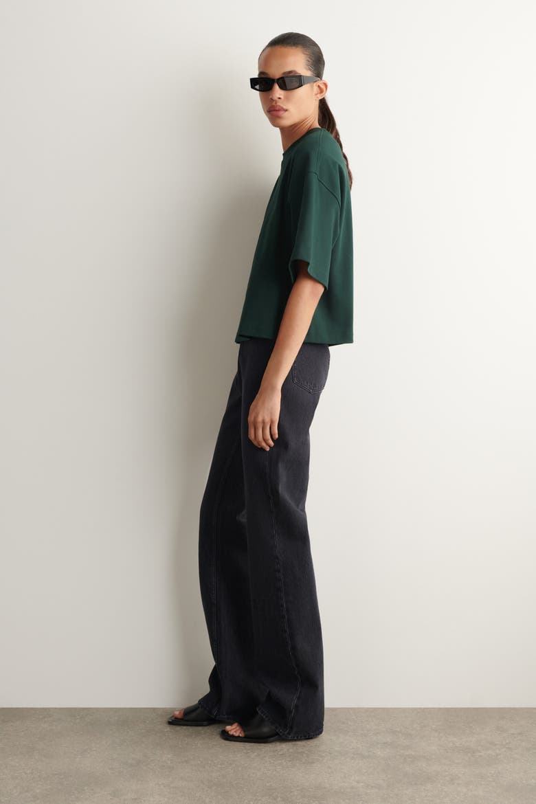 Oversized Boxy Cotton T-Shirt, Alternate, color, DARK GREEN