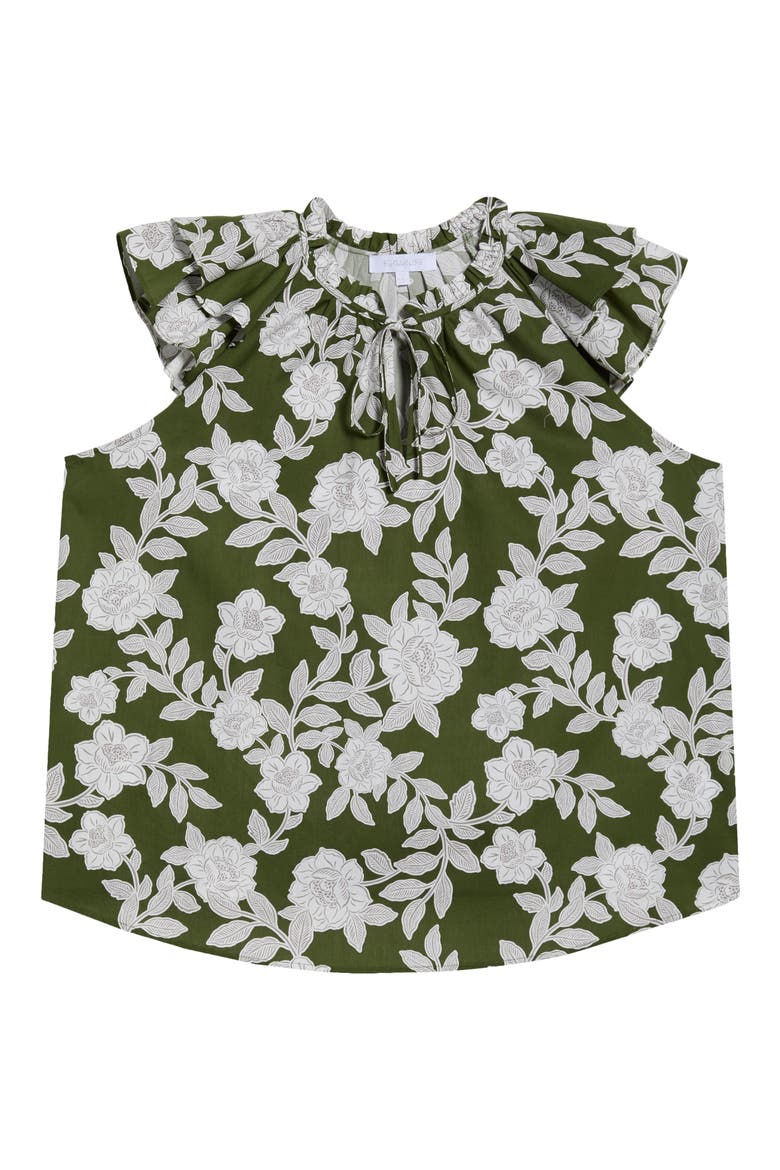 Haizley Floral Print Cap Sleeve Shirt, Alternate, color, CREAM-GREEN