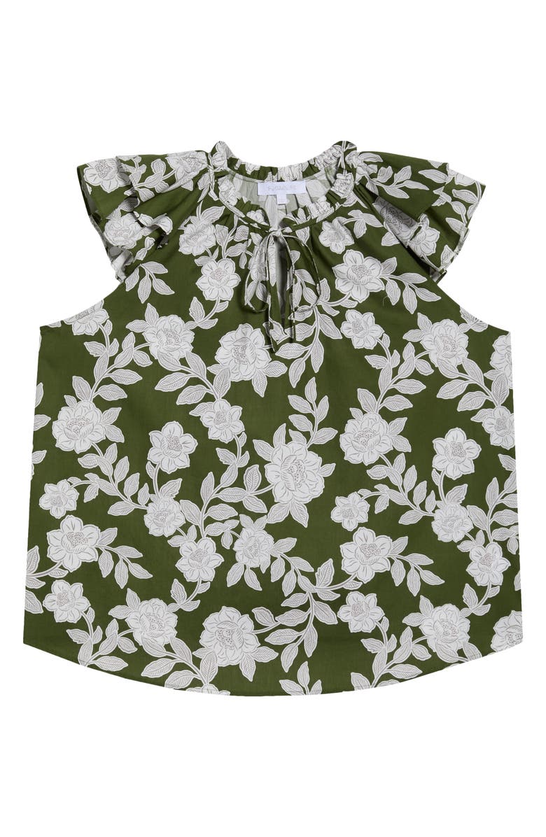SUGARLIPS Haizley Floral Print Cap Sleeve Shirt, Alternate, color, Cream-Green