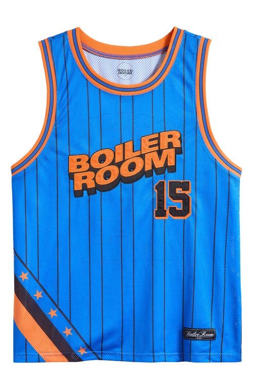 Boiler Room Graphic Mesh Basketball Jersey In Blue