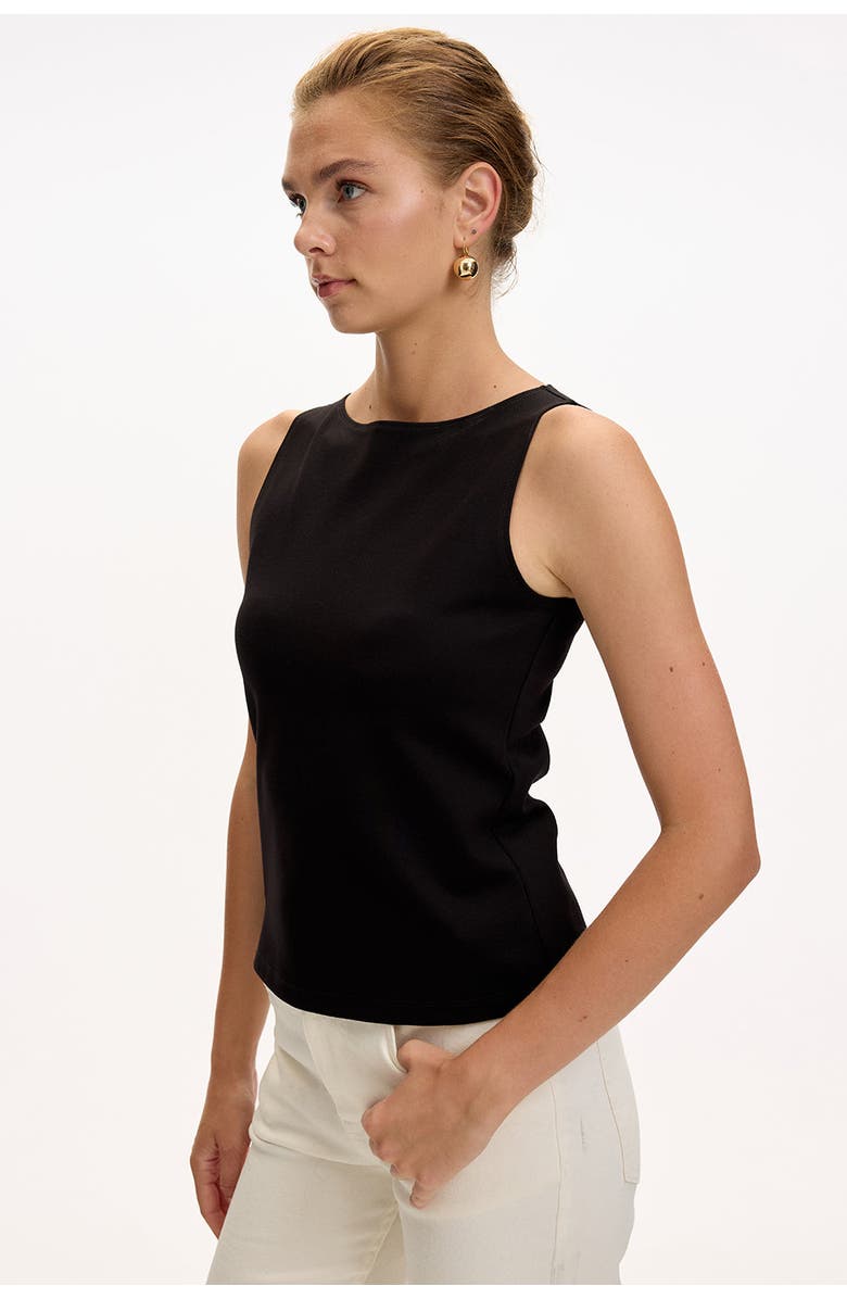 Exquise Chelsea Boat Neck Sleeveless Knit Blouse, Alternate, color, Black