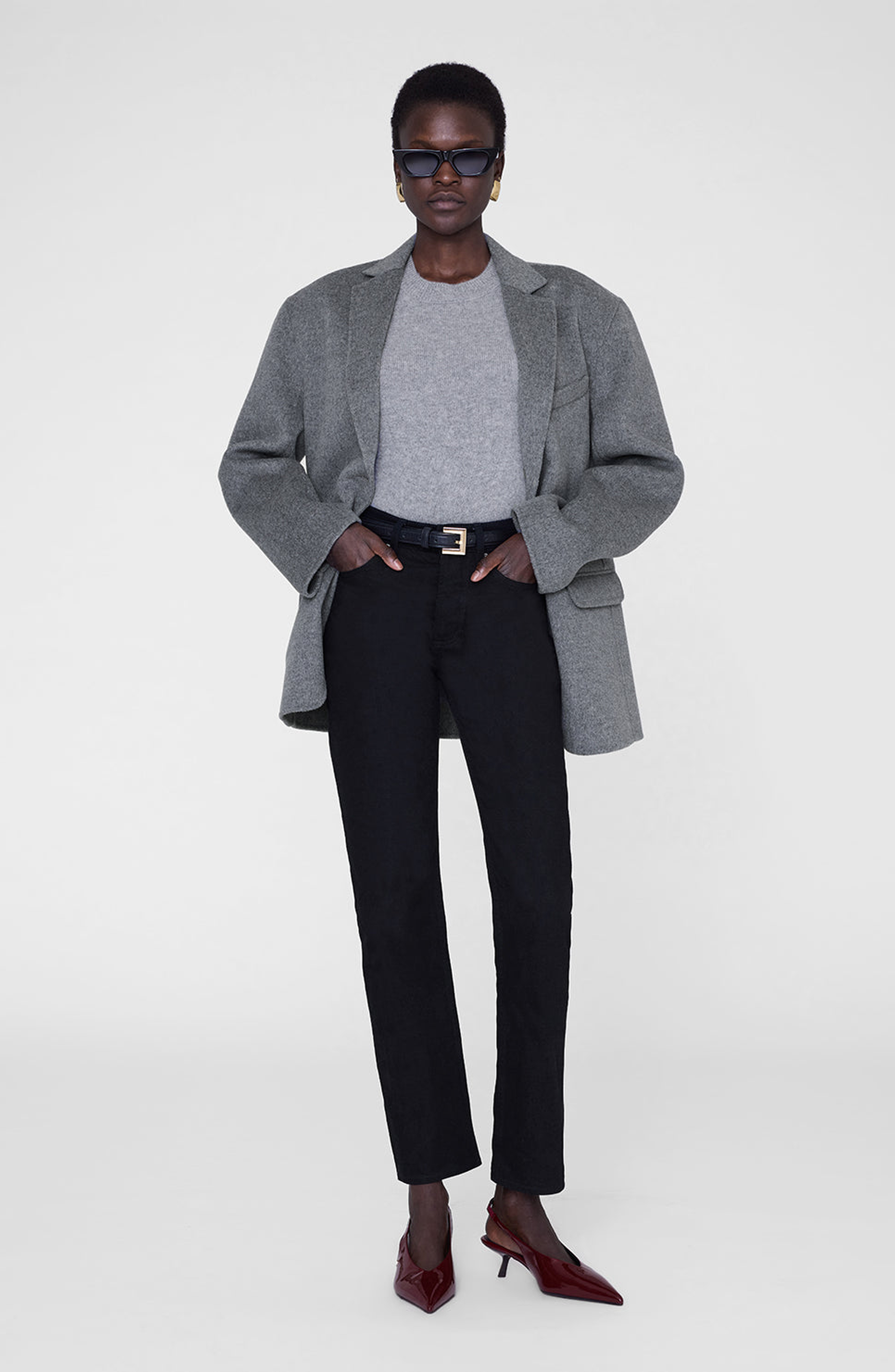 ANINE BING Hilda Slingback Pumps, Alternate, color, Burgundy