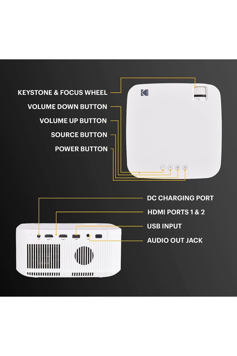FLIK X10 Multimedia Home Projector, 1080p Portable Projector with Remote Control, Alternate, color, White