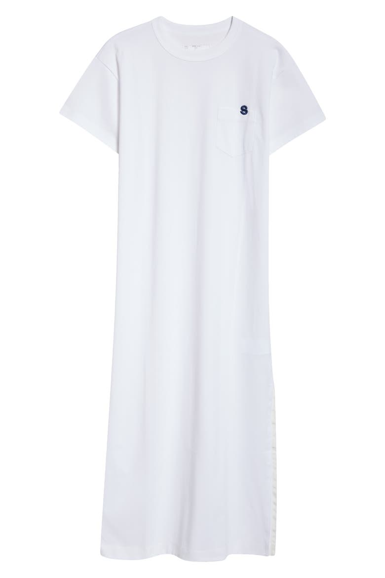 Embroidered Logo Jersey T-Shirt Dress, Alternate, color, WHITE 101