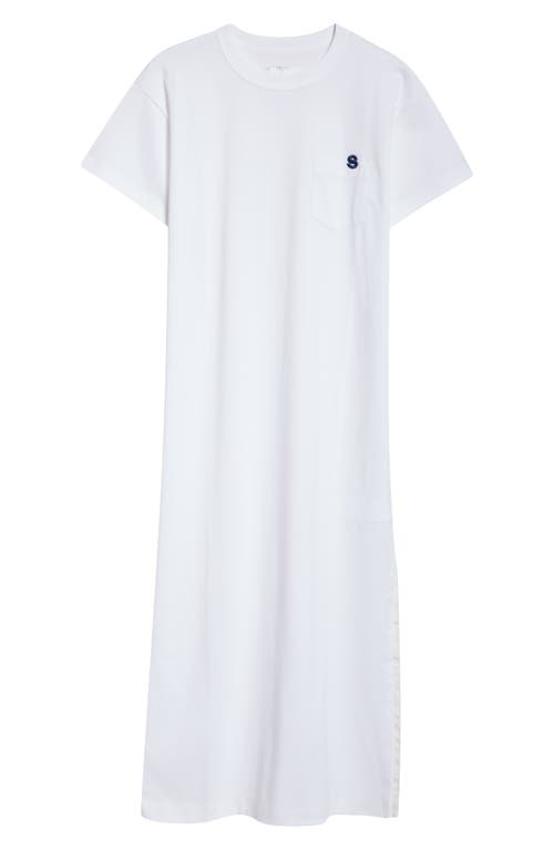 Sacai Embroidered Logo Jersey T-shirt Dress In White 101