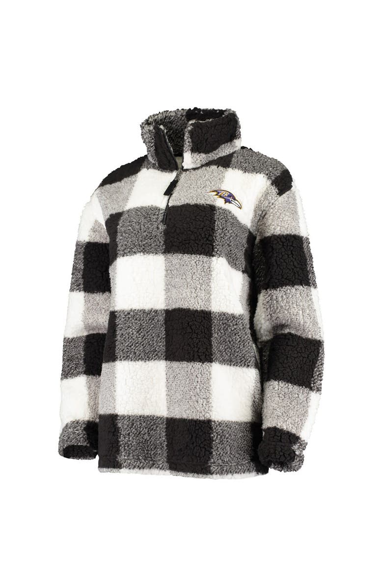 G-III 4HER BY CARL BANKS Women's G-III 4Her by Carl Banks Black Baltimore Ravens Sherpa Plaid Quarter-Zip Jacket, Alternate, color, Black