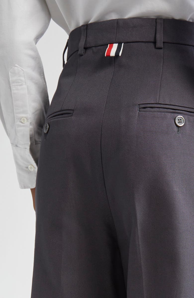 Thom Browne High Waist Straight Leg Cotton Canvas Crop Pants, Alternate, color, 