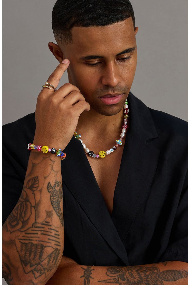 Happy Life Beaded Bracelet, Alternate, color, Multicolor