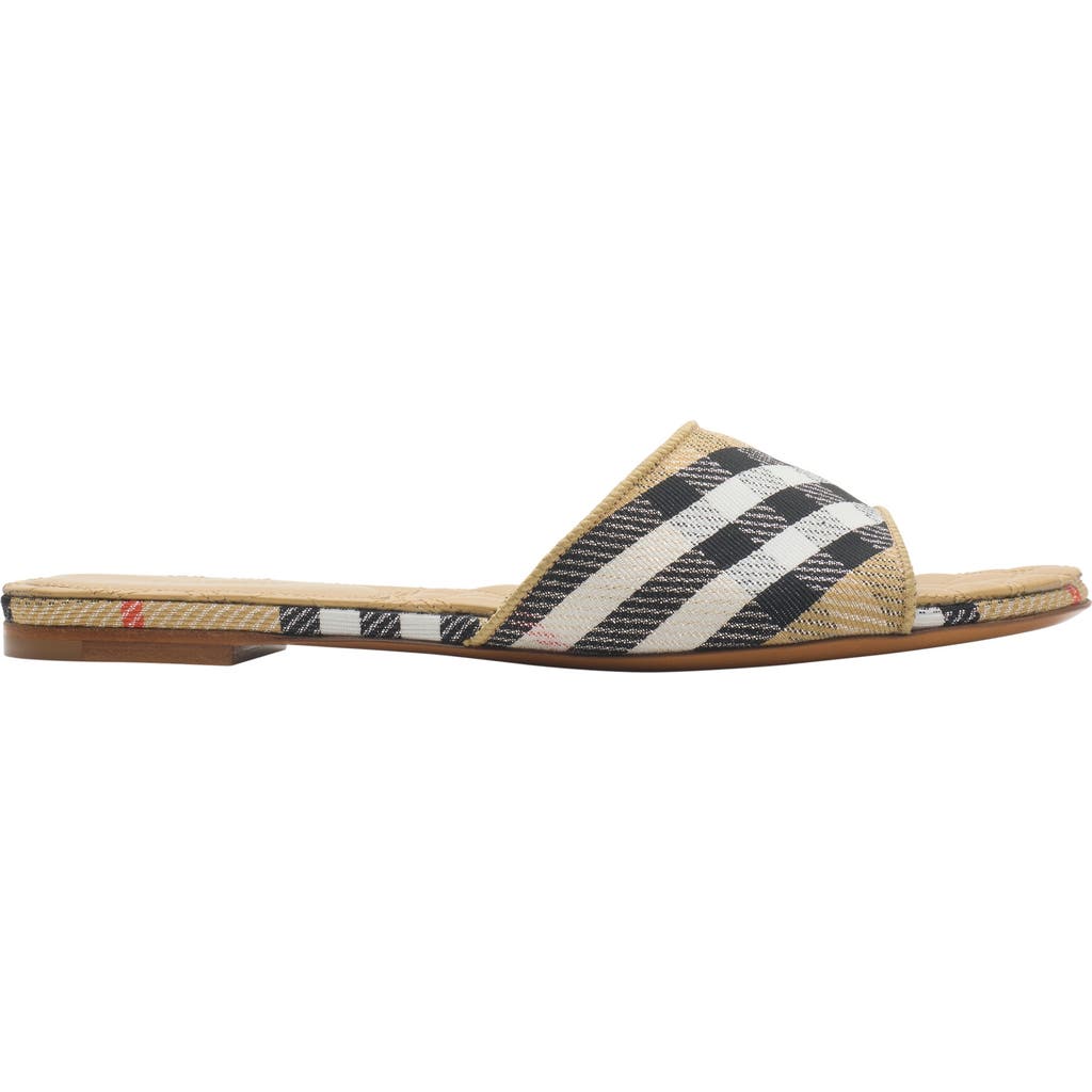 Burberry Check Sloane Slides In Brown