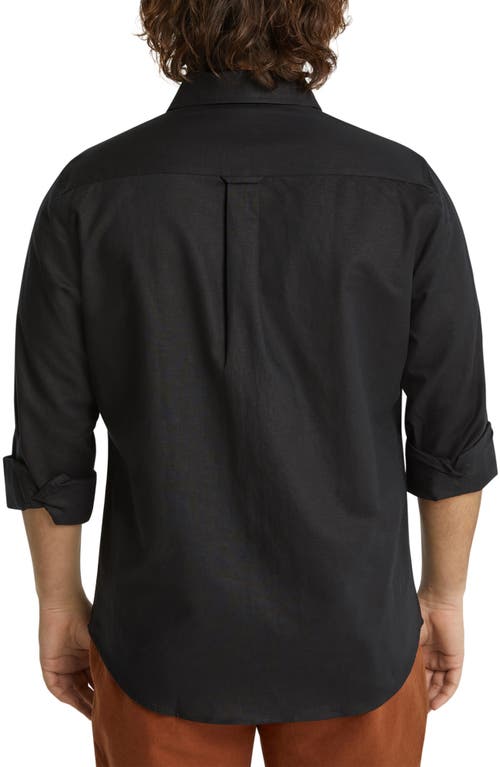 Johnny Bigg Anders Linen Blend Button-up Shirt In Black