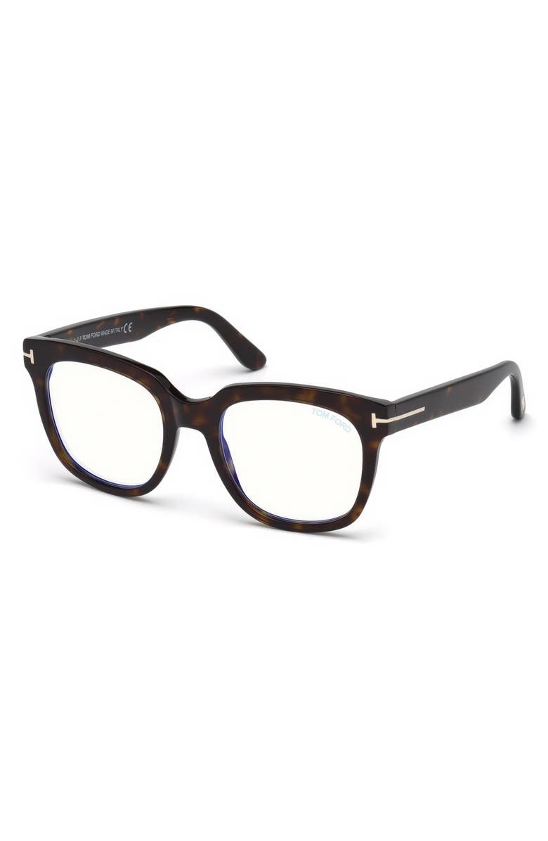TOM FORD 53mm Geometric Blue Light Blocking Glasses, Alternate, color,