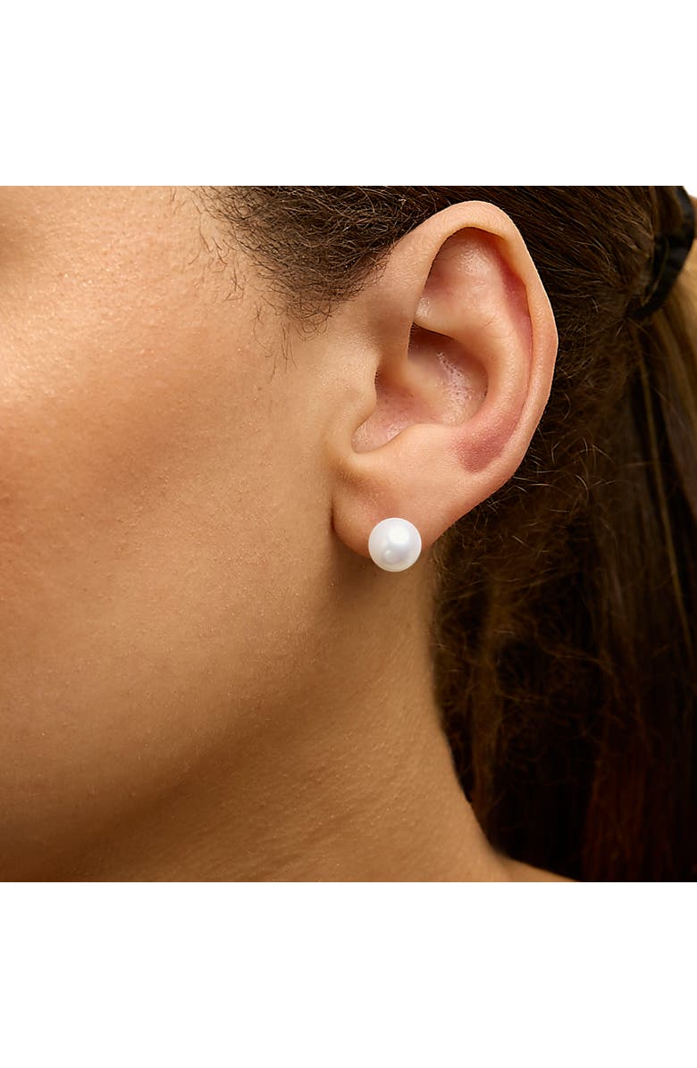 Haus of Brilliance 14K Gold 8-8.5MM Cultured Freshwater Pearl Solitaire Stud Earrings, Alternate, color, White