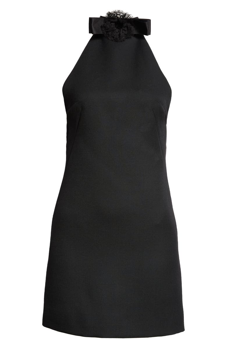Dolce&Gabbana Halter Neck Wool Minidress, Alternate, color, Nero