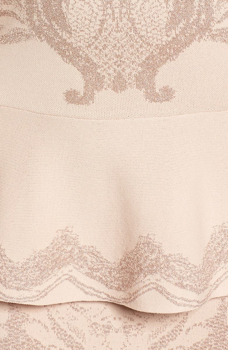 Ivanka Trump Metallic Knit Peplum Top, Alternate, color, 