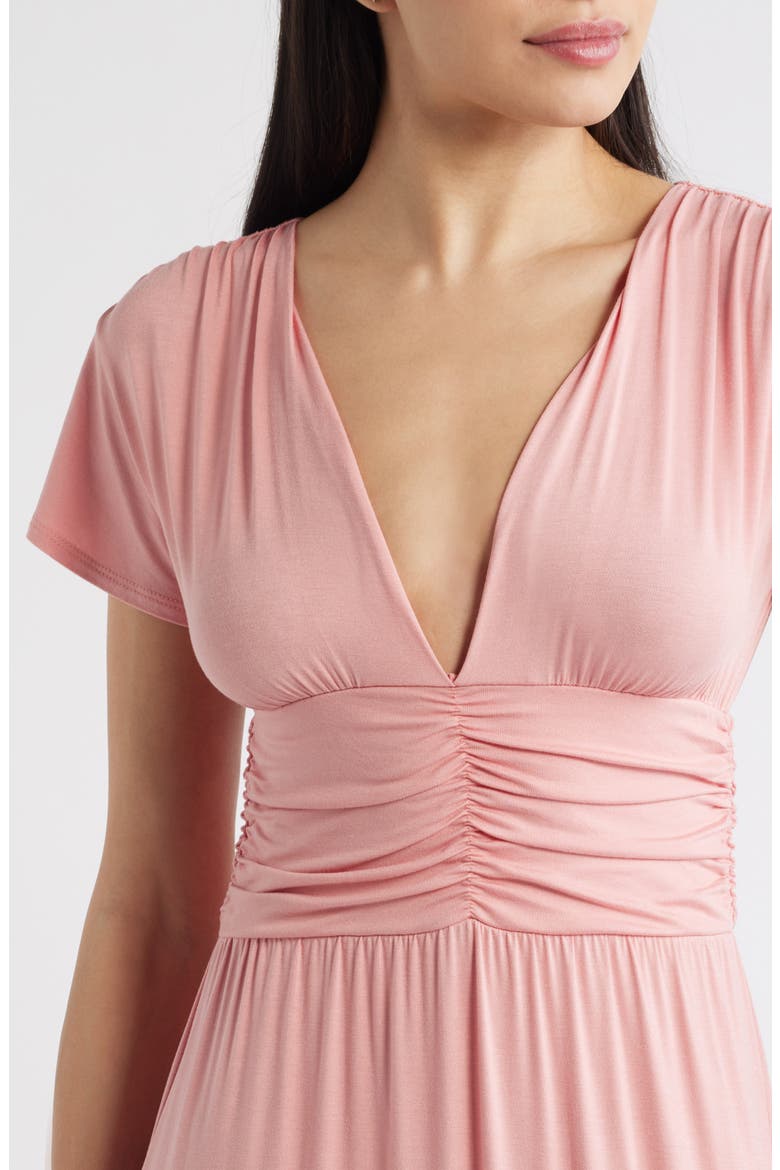Ruched Bodice Midi Dress, Alternate, color, DUSTY ROSE