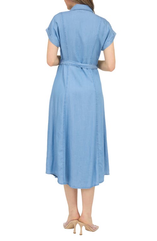 August Sky Chambray Button Front Dress In Chambray