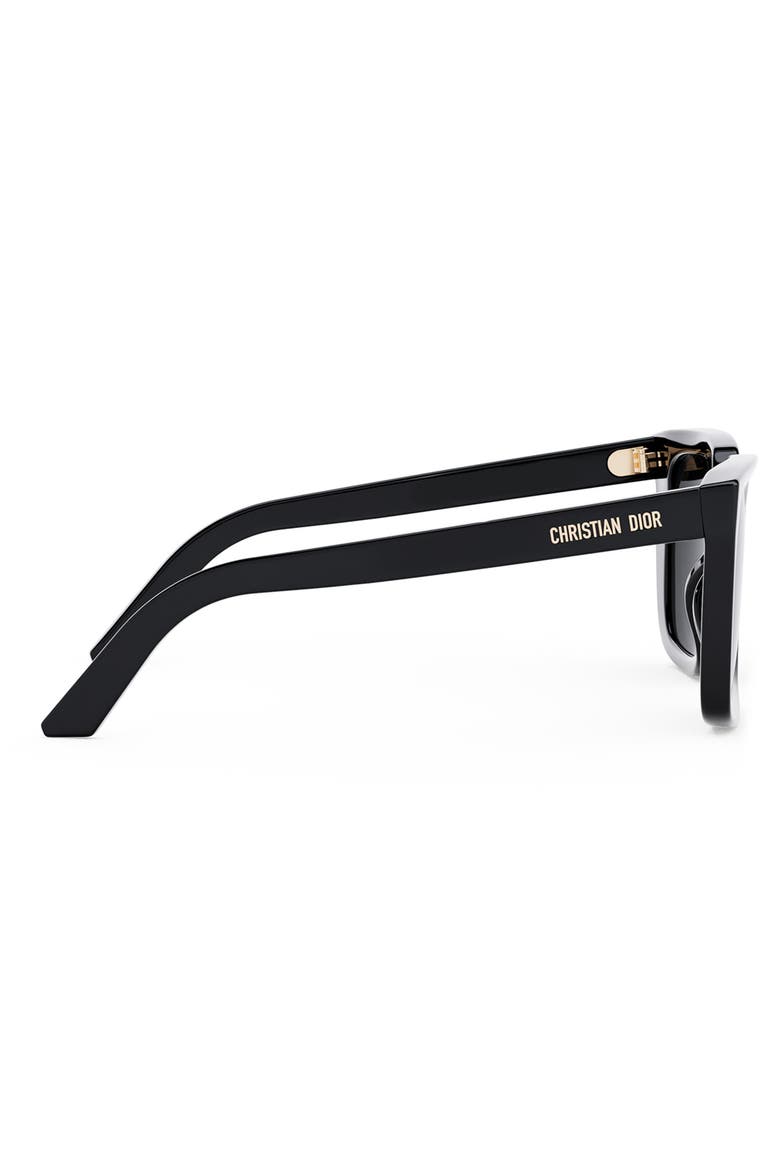 'DiorMidnight S1I 53mm Square Sunglasses, Alternate, color, SHINY BLACK / GRADIENT SMOKE