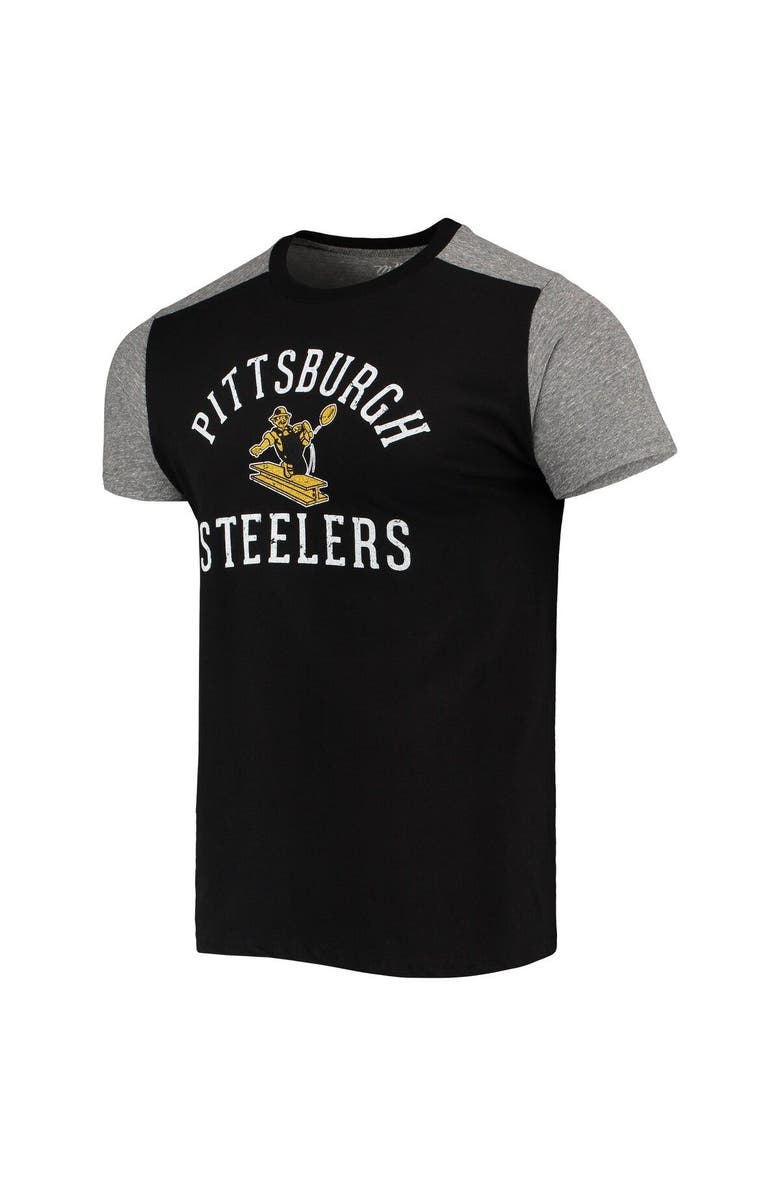 Majestic Threads Men's Majestic Threads Black/Heathered Gray Pittsburgh Steelers Gridiron Classics Field Goal Slub T-Shirt, Alternate, color, 