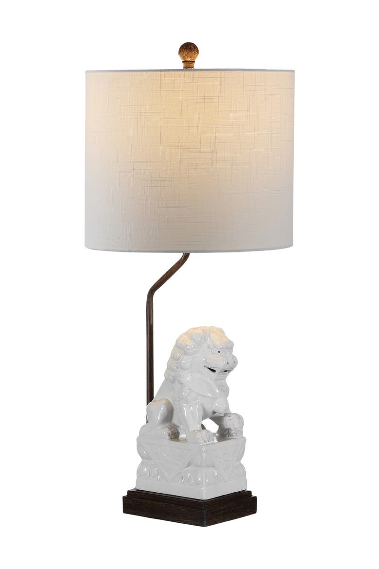 Guardian Lion 27.5" Ceramic Classic Modern LED Table Lamp, White, Main, color, White