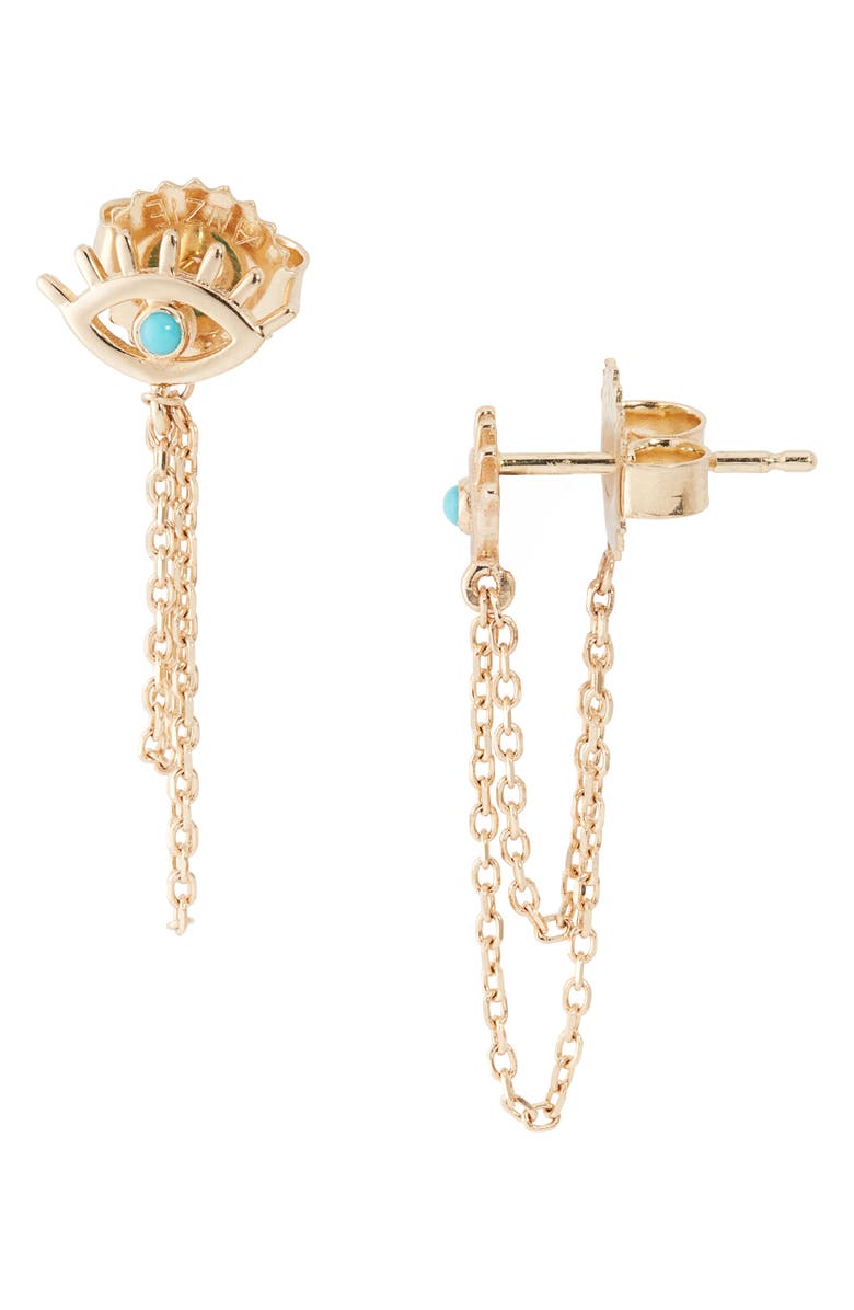 Anzie x Mel Soldera Evil Eye Chain Earrings, Main, color, Turquoise