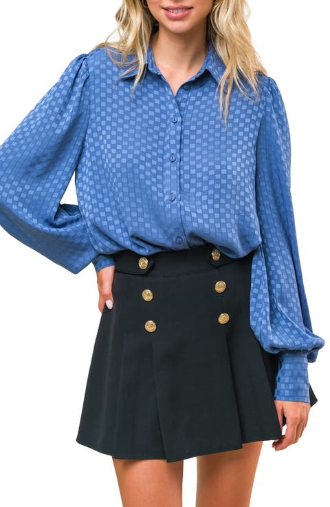 Checkered Long Sleeve Button-Up Shirt