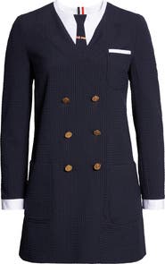Thom Browne Trompe l'Oeil Mixed Media Long Sleeve Minidress