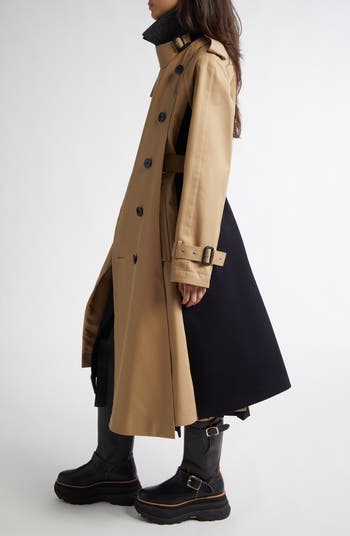 Sacai Mixed Media Gabardine & Wool Melton Coat | Nordstrom Sacai Mixed Media Gabardine & Wool Melton Coat | Nordstrom