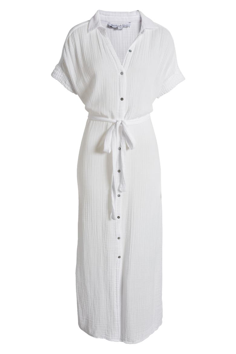 Allen Tie Waist Maxi Shirtdress, Alternate, color, WHITE