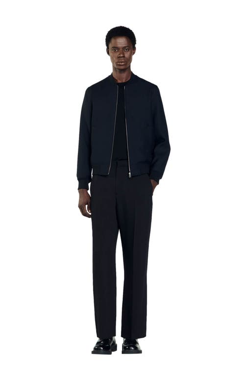 Sandro Zip-up Jacket In Navy Blue