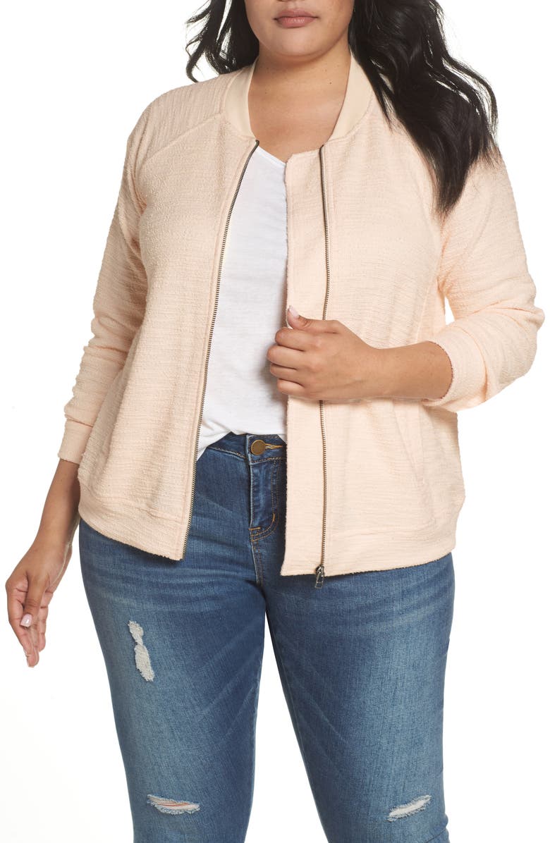 Caslon<sup>®</sup> Knit Bomber Jacket, Main, color, 