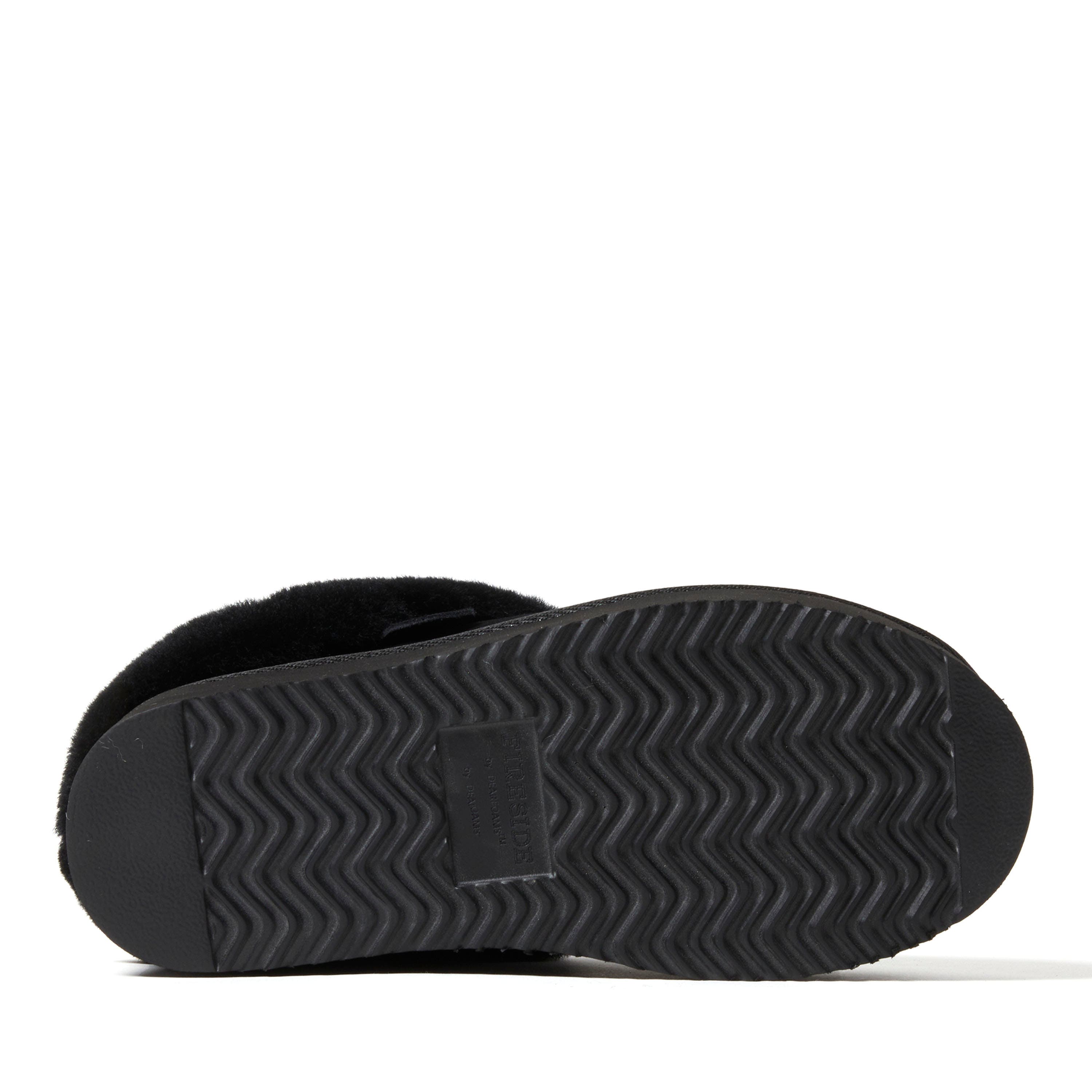 DEARFOAMS Fireside Bendigo Genuine Shearling Quilted Platform Clog Slipper, Alternate, color, Black