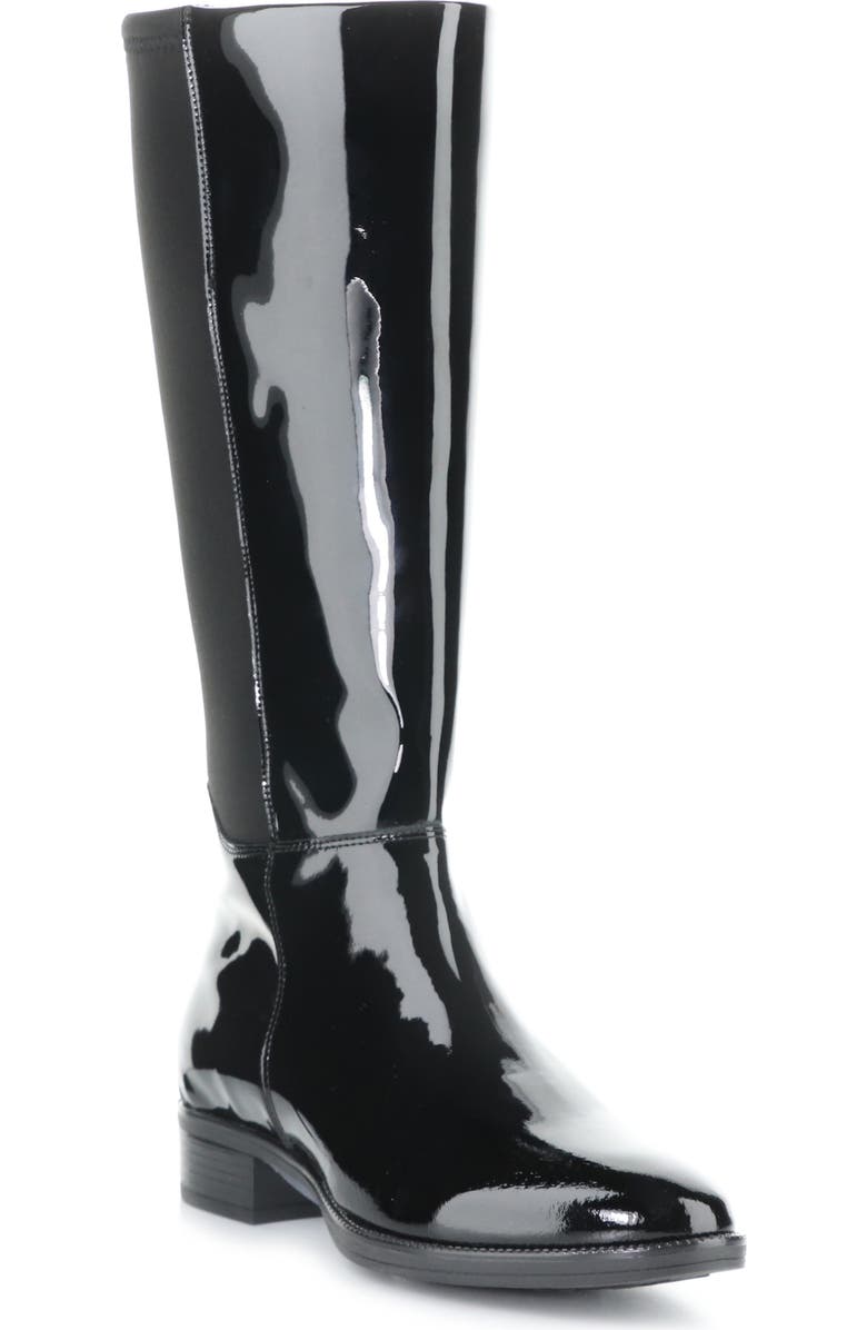 Bos. & Co. Aero Waterproof Knee High Boot, Main, color, Black Patent/ Trico
