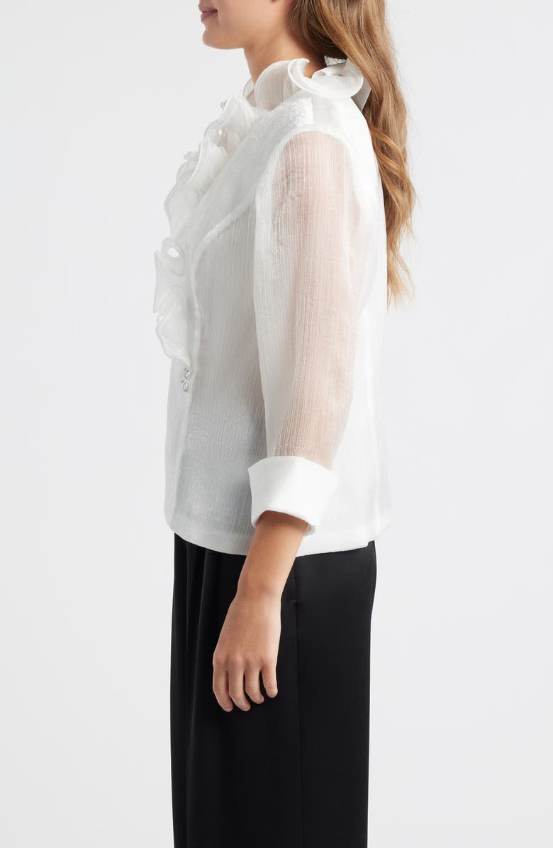 Alex Evenings Yoryu Chiffon Ruffle Top, Alternate, color, Ivory