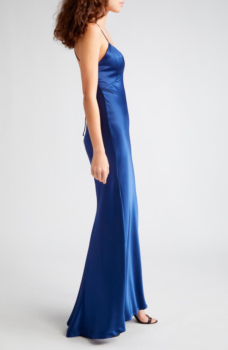 Alice + Olivia Montana Lace-Up Satin Slipdress, Alternate, color,