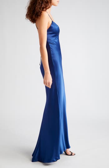 Alice + Olivia Montana Lace-Up Satin Slipdress | Nordstrom