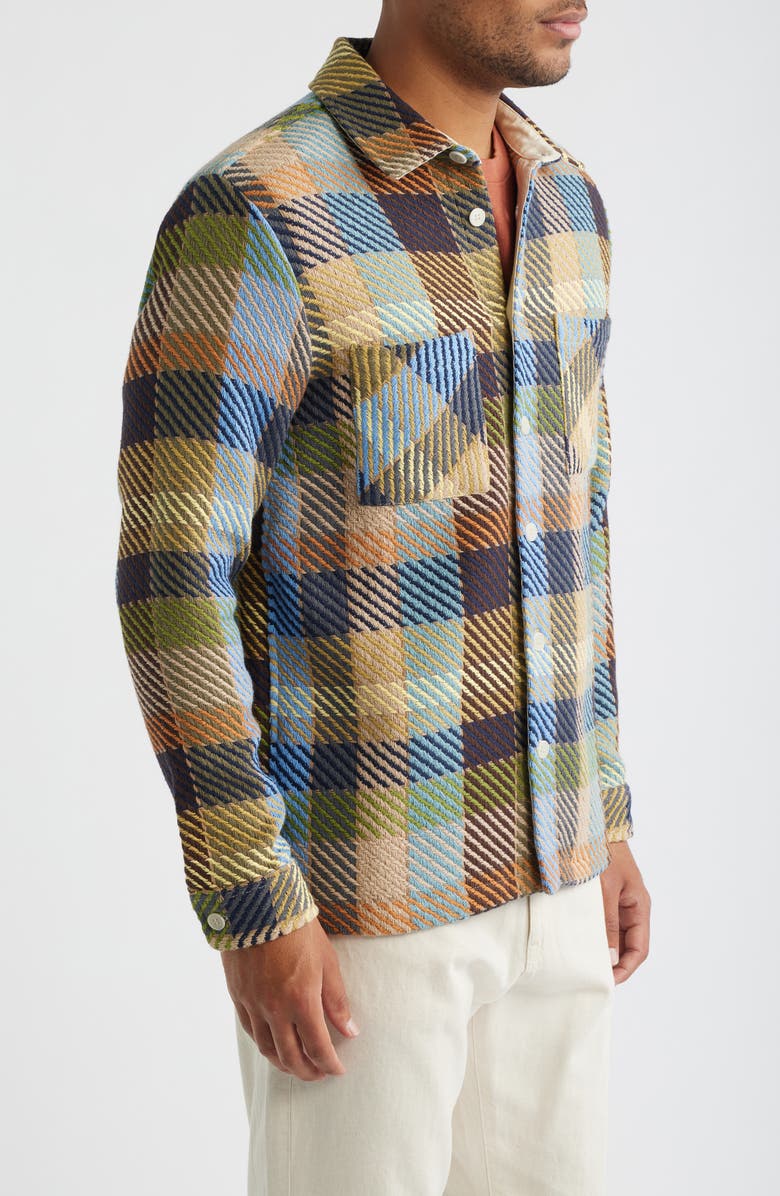 Wax London Whiting Pike Check Recycled Cotton Blend Overshirt, Alternate, color, Khaki / Multi