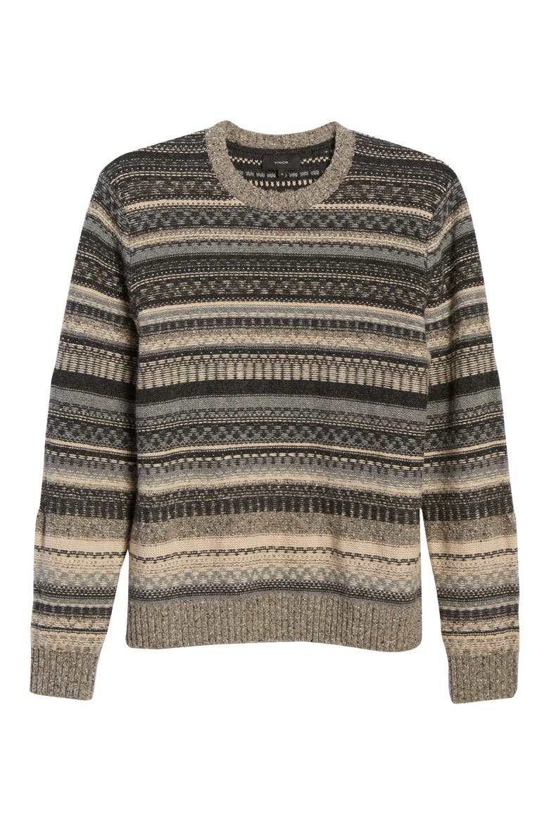 Fair Isle Crewneck Wool Blend Sweater, Alternate, color, WOODLAND