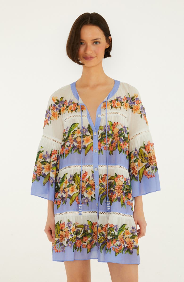 FARM Rio Stripes Cotton High-Low Cover-Up Dress, Alternate, color,