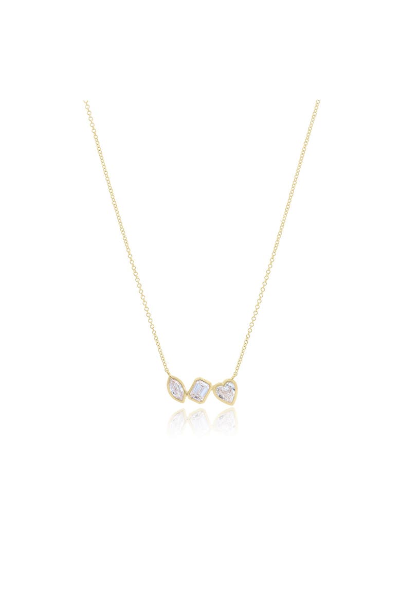 Lab Grown Diamond Fancy Mix Bezel Necklace, Main, color, 14K Yellow Gold